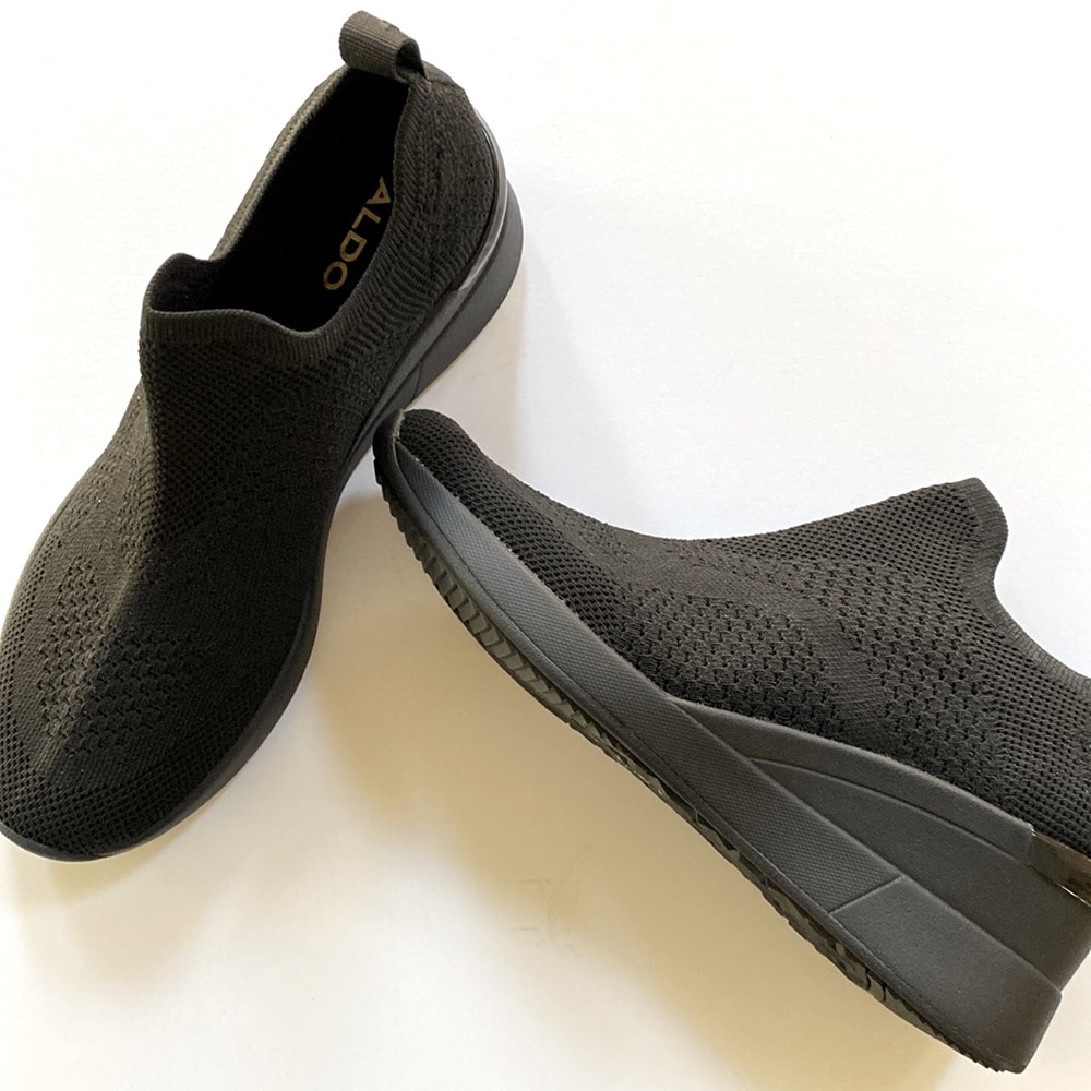 ALDO BLACK WEDGE SNEAKERS